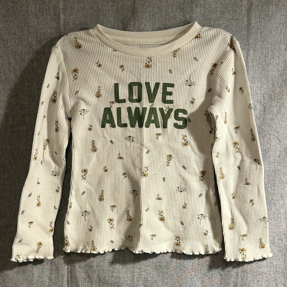 Kids Cream Long Sleeve Tee with 'Love Always' Print